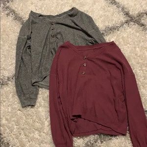 2 barely worn Henley sweaters- American Eagle!!